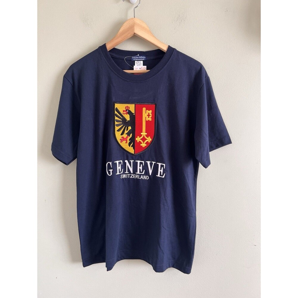 NWT Geneva Coat of arms Flag pride national Logo Size Large 100% Cotton T-shirt